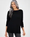Style & Co Petite Seam-front Boat-neck Sweater, Macy's Exclusive In Black