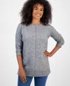 Style & Co Petite Seam-front Boat-neck Sweater, Macy's Exclusive In Gray