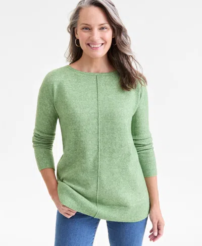 Style & Co Petite Seam-front Boat-neck Sweater, Macy's Exclusive In Green