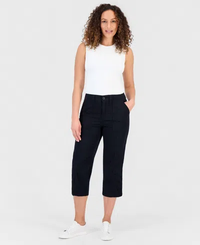 Style & Co Petite Seam-detail Utility Capri Pants, Macy's Exclusive In Black