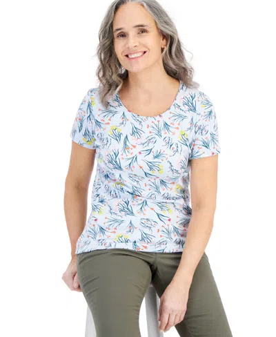 Style & Co Petite Shannon Floral Scoop-neck Top, Created For Macy's In Shannon Dusk