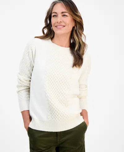 Style & Co Petite Shine Cable-knit Sweater, Macy's Exclusive In Fresh Vanilla