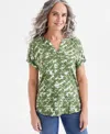 Style & Co Petite Short-sleeve Knit Camp Shirt, Exclusively At Macy's
