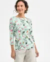 Style & Co Petite Simple Geo Pima Cotton Knit Top, Exclusively At Macy's In Multi