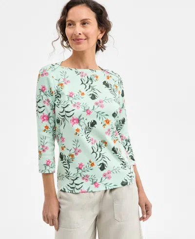 Style & Co Petite Simple Geo Pima Cotton Knit Top, Exclusively At Macy's