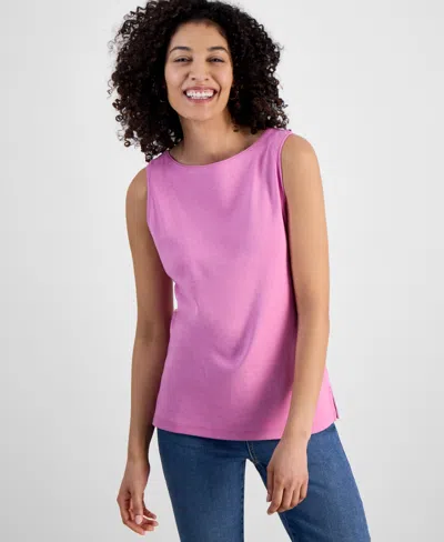 Style & Co Petite Sleeveless Boat-neck Tank Top, Created For Macy's