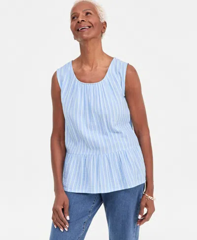Style & Co Petite Sleeveless Crew Neck Top, Macy's Exclusive In Blue