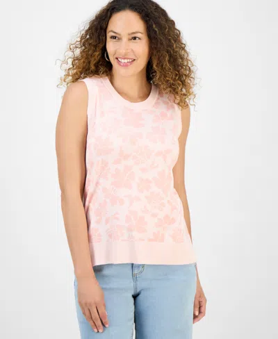 Style & Co Petite Sleeveless Floral-print Sweater, Exclusively At Macy's