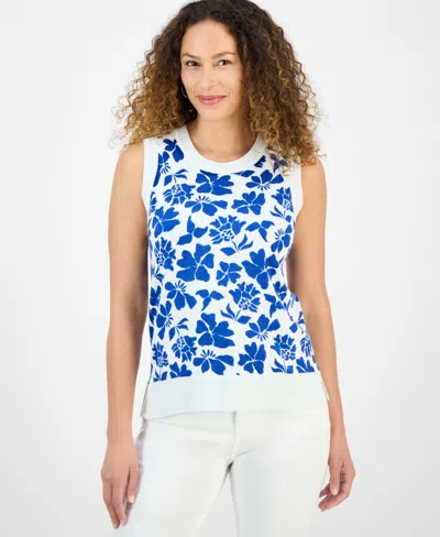 Style & Co Petite Sleeveless Floral-print Sweater, Exclusively At Macy's