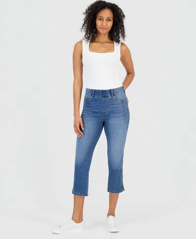 Style & Co Petite Slim Fit High-rise Capri Jeans, Macy's Exclusive In Blue