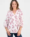 Style & Co Petite Smock-neck Floral-print Blouse, Macy's Exclusive In Multi