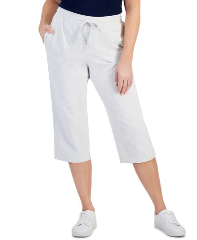 Style & Co Petite Solid-knit Mid-rise Capri Pants, Created For Macy's In Silver Heather