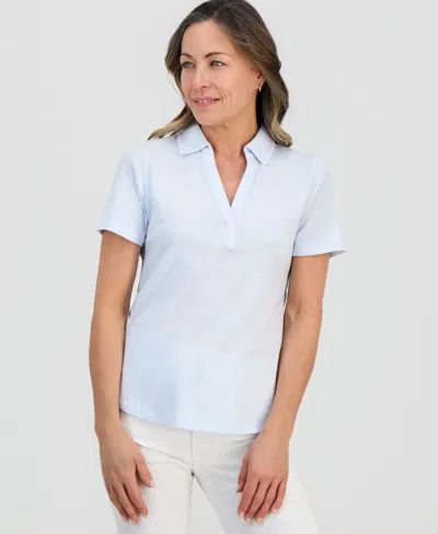 Style & Co Petite Solid Modern Polo Shirt, Macy's Exclusive In White