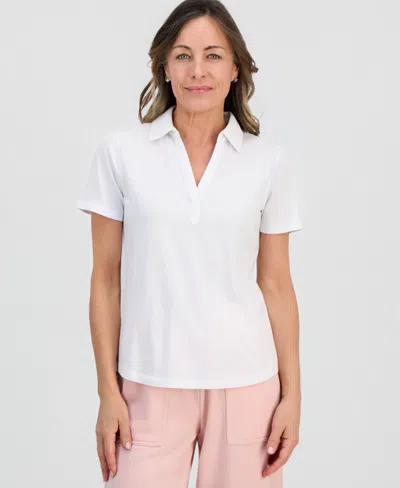 Style & Co Petite Solid Modern Polo Shirt, Macy's Exclusive In White
