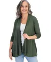 Style & Co Petite Solid Open-front Cardigan, Exclusively At Macy's In Green