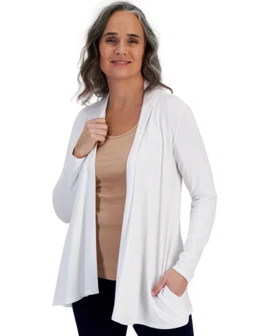 Style & Co Petite Solid Open-front Cardigan, Exclusively At Macy's In White