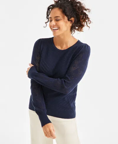 Style & Co Women's Cotton Mixed-stitch Pointelle Sweater, Exclusively At Macy's In Industrial