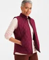Style & Co Petite Quilted Vest, Created For Macy's In Berried Treasur