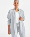 Style & Co Petite Solid Yummy Fleece Cardigan, Created For Macy's In Gray
