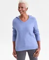 Style & Co Style Co Womens Luxsoft Split Neck Hoodie Pxs 4x Macys Exclusive In Blue