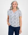Style & Co Petite Spring Spots Short-sleeve Knit Henley, Exclusively At Macy's
