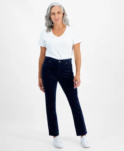 Style & Co Petite Straight-leg Corduroy Jeans, Created For Macy's In Industrial Blue