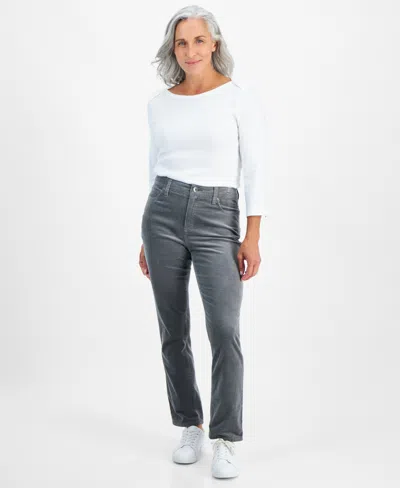 Style & Co Petite Straight-leg Corduroy Jeans, Created For Macy's In Silver Spoon