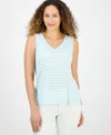 Style & Co Petite Striped Easy Fit Tank Top, Exclusively At Macy's In Blue