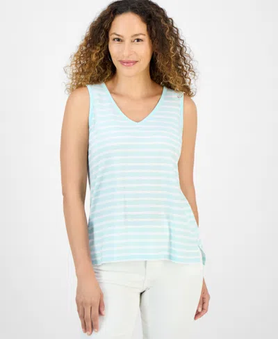 Style & Co Petite Striped Easy Fit Tank Top, Exclusively At Macy's