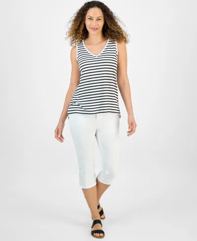 Style & Co Petite Striped Easy Fit Tank Top, Exclusively At Macy's