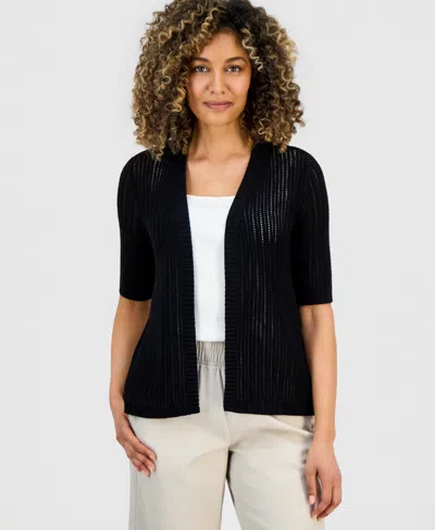 Style & Co Petite Summer Cotton Cardigan, Exclusively At Macy's In Black