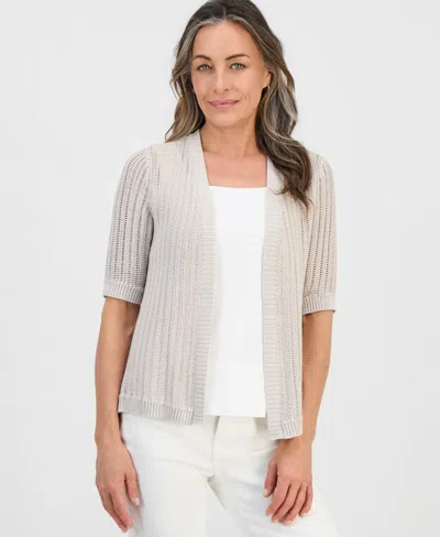 Style & Co Petite Summer Cotton Cardigan, Exclusively At Macy's In Gray
