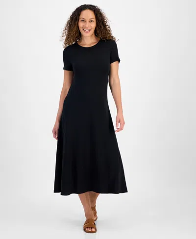Style & Co Petite T-shirt Maxi Dress, Exclusively At Macy's In Deep Black