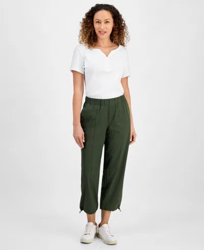 Style & Co Petite Techy Ankle Pants, Exclusively At Macy's In Midnight Olive