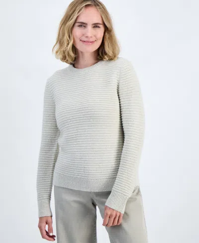 Style & Co Petite Textured Shine Crew Sweater, Macy's Exclusive In Gray