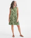 Style & Co Women's Printed Sleeveless Flip-flop Dress, Exclusively At Macy's In Ocean Dye Green