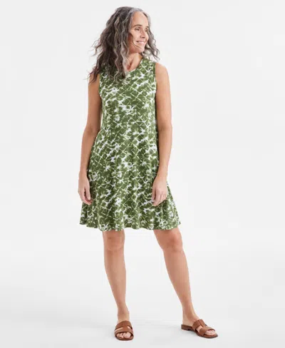 Style & Co Women's Printed Sleeveless Flip-flop Dress, Exclusively At Macy's In Ocean Dye Green