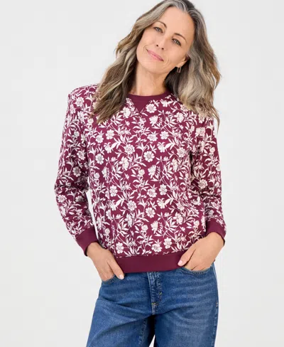 Style & Co Petite Turkish Tile Floral Relaxed-fit Sweatshirt, Macy's Exclusive In Multi