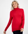 Style & Co Women's Turtleneck Long-sleeve Sweater, Created For Macy's In Tango Red