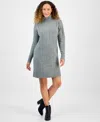 Style & Co Petite Turtleneck Sweater Dress, Macy's Exclusive In Gray
