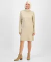 Style & Co Petite Turtleneck Sweater Dress, Macy's Exclusive In Neutral