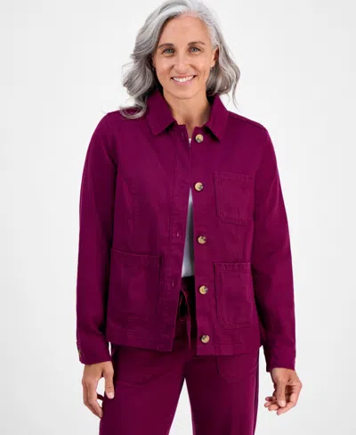 Style & Co Petite Twill Jacket, Macy's Exclusive In Red