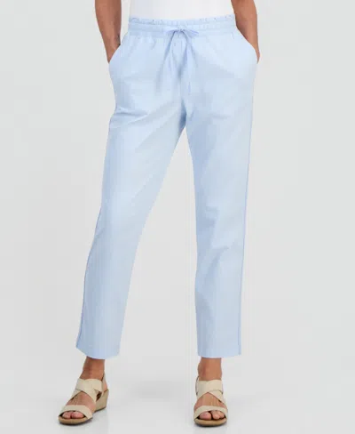 Style & Co Petite Twill-tape Tapered Pull-on Pants, Macy's Exclusive In Blue