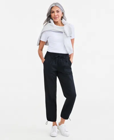 Style & Co Petite Utility Bungee Crop Pull-on Pants, Macy's Exclusive In Black
