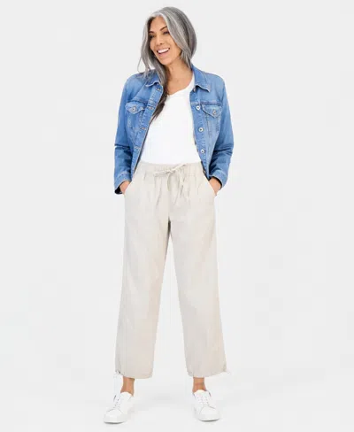 Style & Co Petite Utility Bungee Crop Pull-on Pants, Macy's Exclusive In Neutral