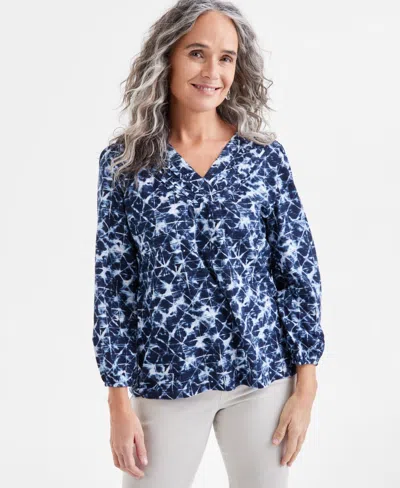 Style & Co Petite V-neck Pin-tuck Top, Exclusively At Macy's