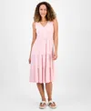 Style & Co Petite V-neck Tiered Sleeveless Midi Dress, Exclusively At Macy's