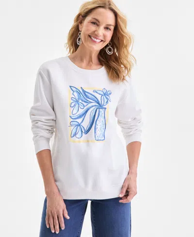Style & Co Petite Vase Graphic Pull-on Sweatshirt, Macy's Exclusive In Brown