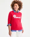 Style & Co Petite Whimsy Long Sleeve Pull-on Sweater, Macy's Exclusive In Red