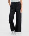 Style & Co Petite Wide-leg Utility Jeans, Macy's Exclusive In Black